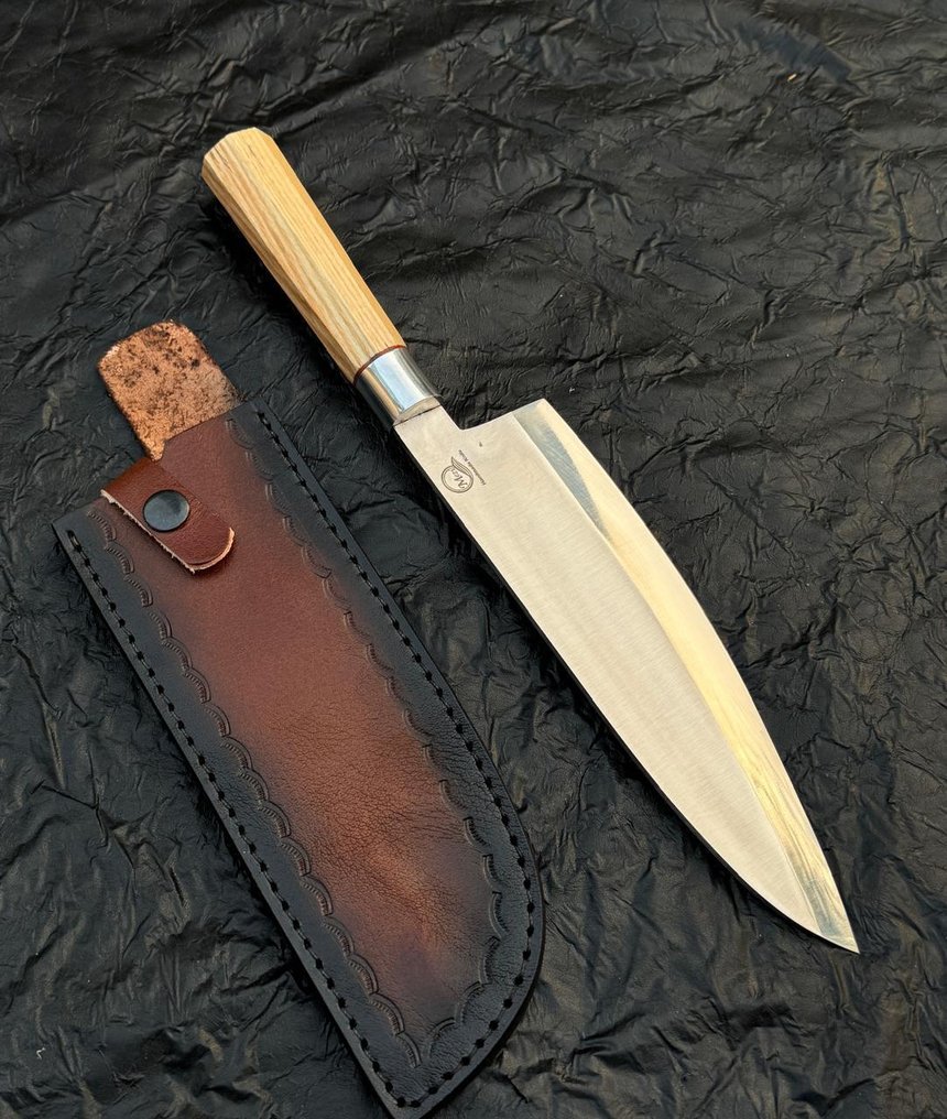 Μαχαίρι κουζίνας - Μαχαίρι κουζίνας - Ανοξείδωτο ατσάλι 12c27, σεφ μαχαίρια, Silver Guard με λαβή από ξύλο ASH - Ασία - ξύλο - Ασία #1.0