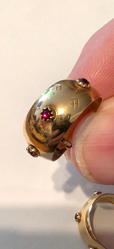 No Reserve Price - ART - Earrings - 14 kt. Yellow gold Ruby - Ruby #1.0