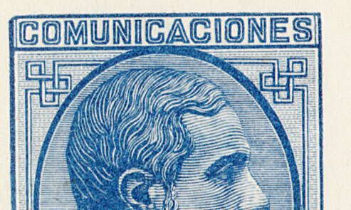Spanyolország 1878 - Lyukpróba 50 c kék, nagyon ritka – jó állapotban van. #1.0