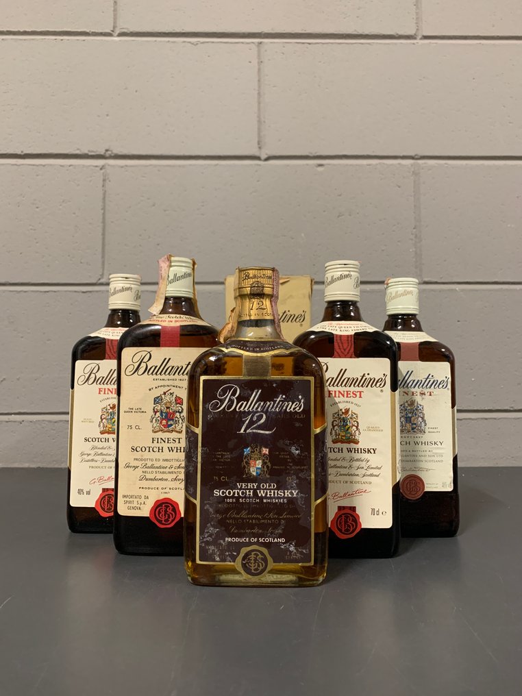 Ballantine's 12 years old & Finest  - b. από τη δεκαετία του 1970 έως τη δεκαετία του 1990 - 75cl - 5 μπουκαλιών #1.0