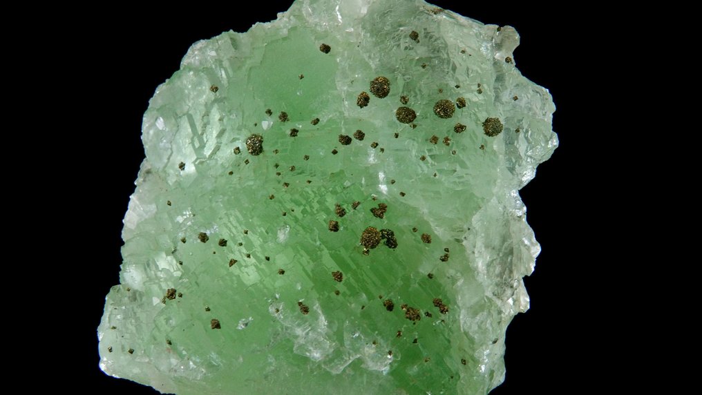 黃鐵礦附著在螢石上 - 摩洛哥中阿特拉斯山脈赫米塞特埃爾哈馬姆礦 - 高度: 6 cm - 闊度: 5.5 cm- 178 g #3.2