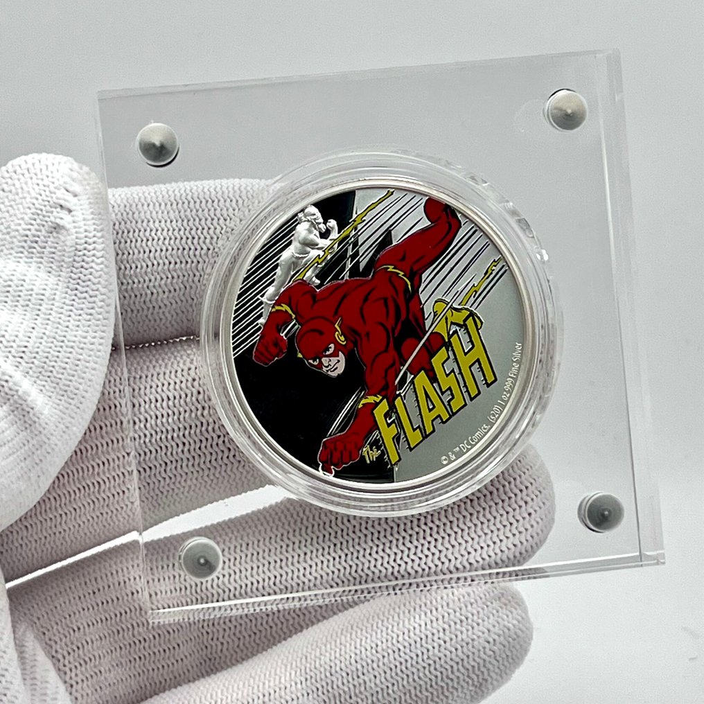 Niue. 2 Dollars 2020 –  60th Anniversary Justice League – The Flash – 1 oz Silver coin – .999 – Colorized #1.0