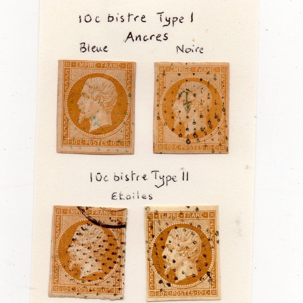 France 1853/1860 - 10c bistre Types I & Type II - €550+ - Yvert Nos 13A & 13B #2.1