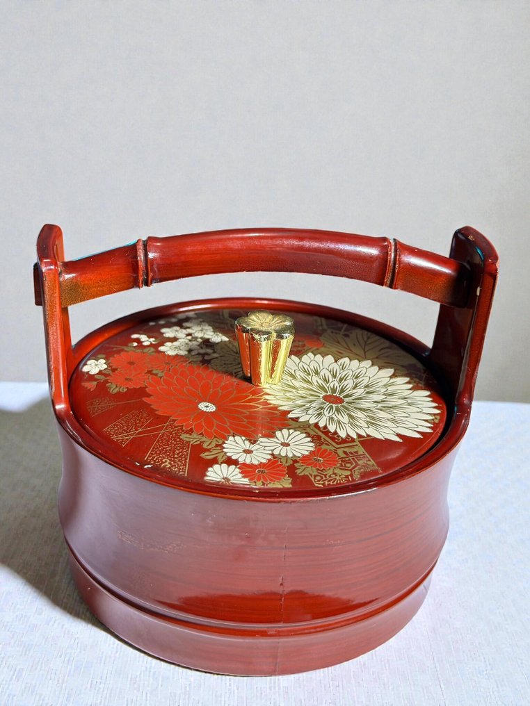 Stackable Japanese lacquer box (Jubako) + two matching boxes - Japan - Taisho - Showa period #1.0