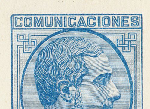 西班牙 1878 - 打标测试，10比塞塔蓝色，非常稀有，保存状态良好。 #1.0