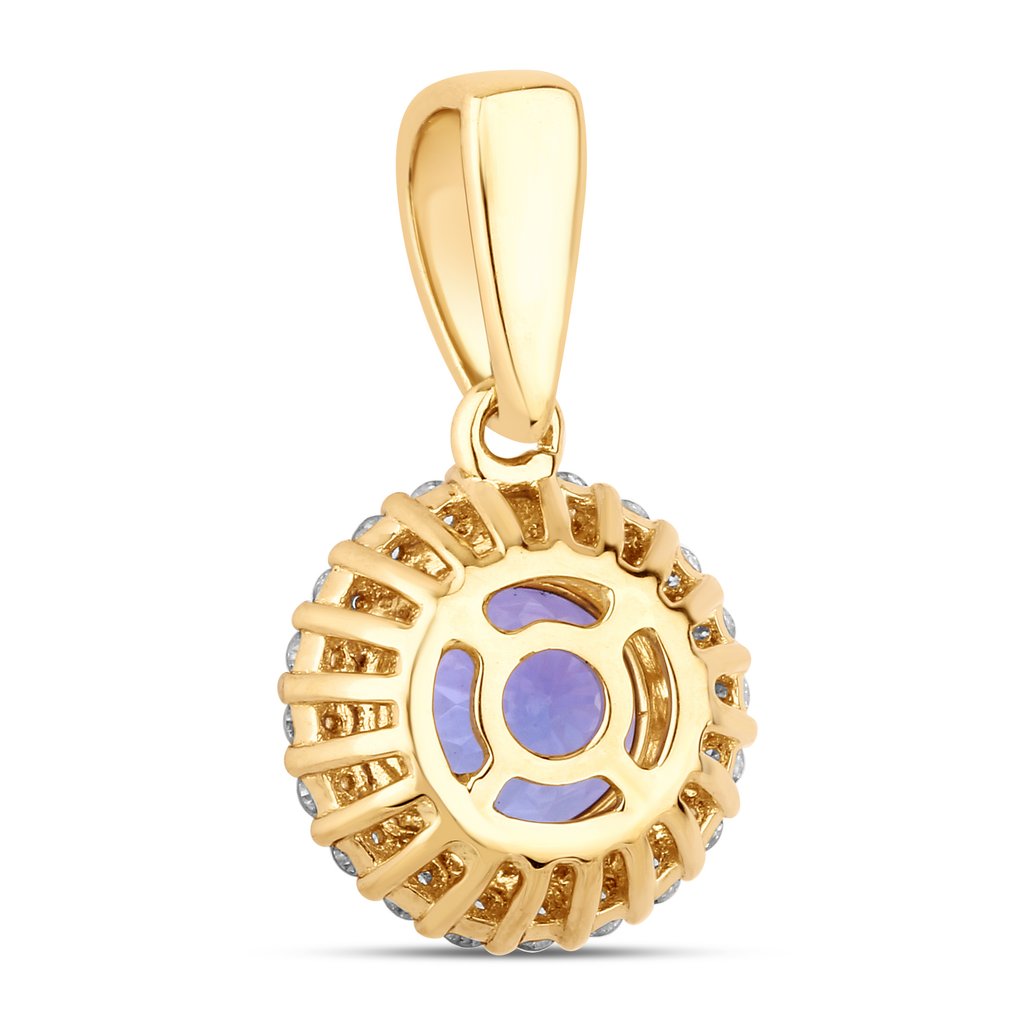 墜飾 - 14 克拉 黃金 -  1.10ct. tw. 坦桑石 - 鉆石 #2.1