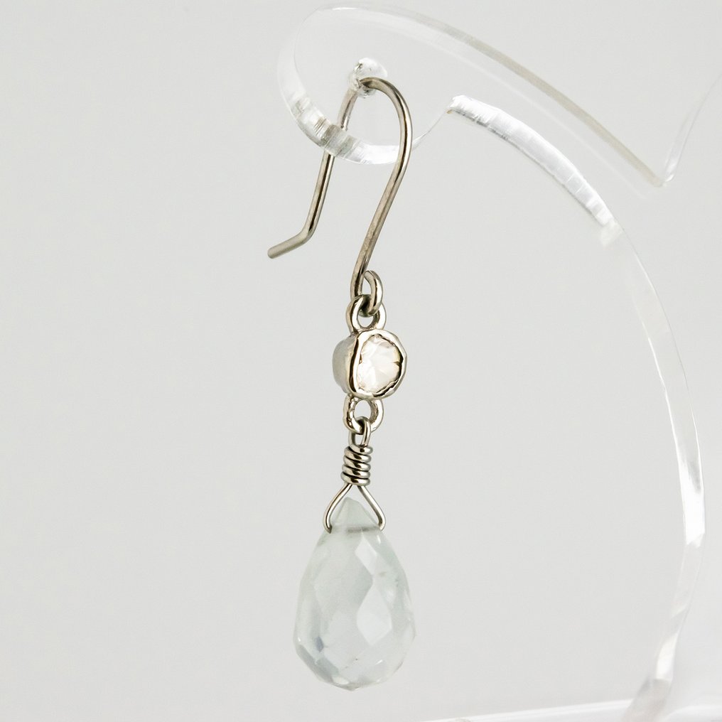 Σκουλαρίκια - 18 καράτια Λευκός χρυσός Τοπάζιο - Διαμάντι #1.0