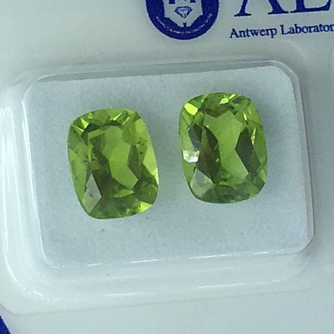 χωρίς τιμή ασφαλείας - 2 pcs Πράσινο Περίδοτο - 4.72 ct - Antwerp Laboratory for Gemstone Testing (ALGT) - Φυσικό περιδωτό #4.3