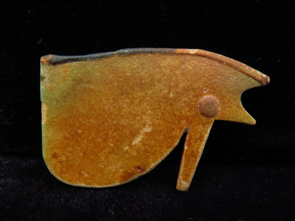 古埃及 Faience 霍鲁斯之眼/韦贾特护符 - 5 cm  (没有保留价) #1.0