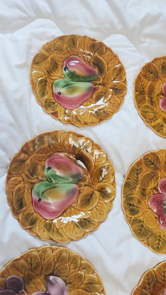 Sarreguemines - France - Serviço de sobremesa (14) - Barbotine, Majolica - Serviço de mesa, Plat #2.1