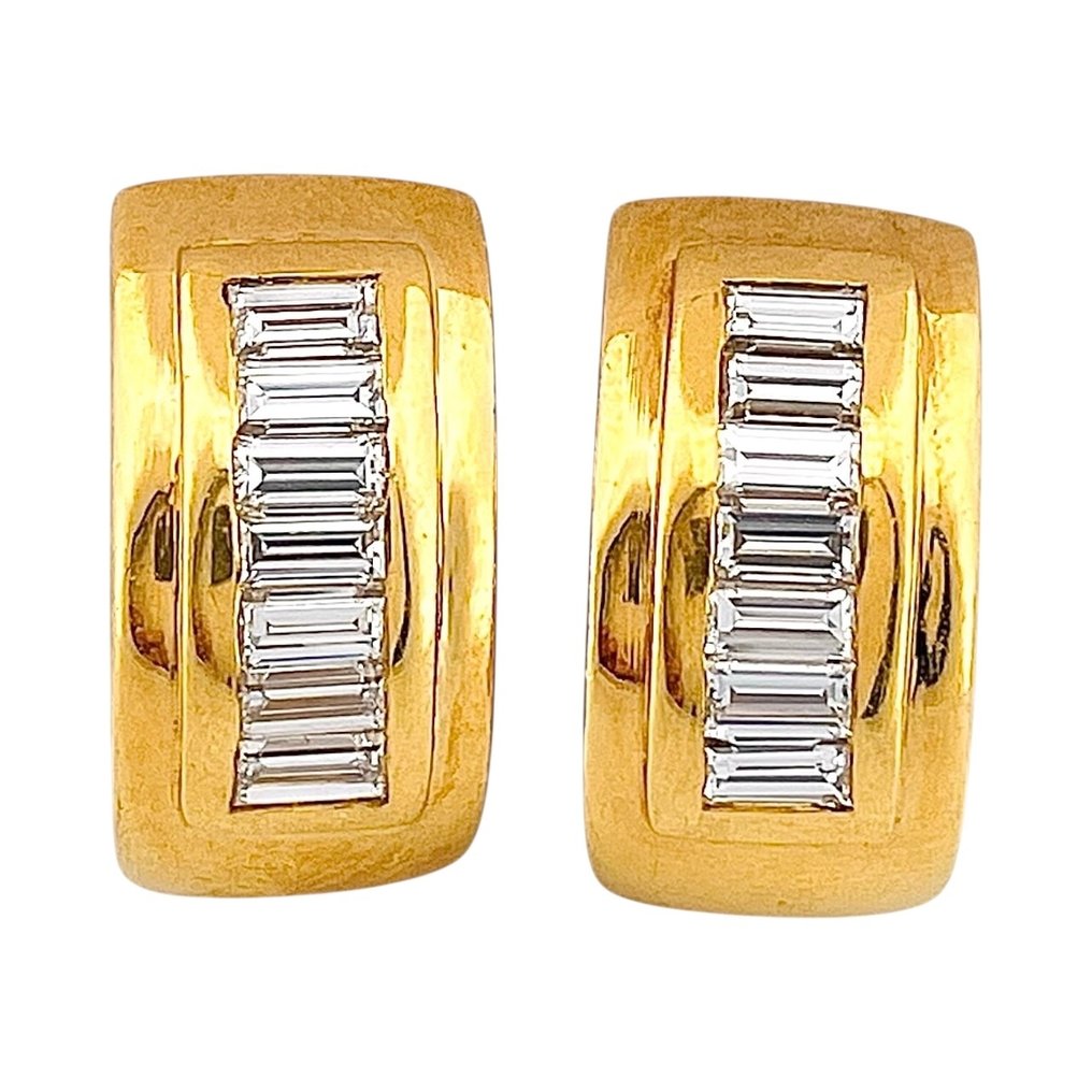 耳环 - 18K包金 黄金 钻石 (天然) #1.0