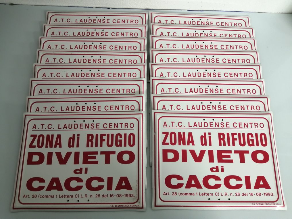 Sign - 16x Segnale Stradale - Divieto/Caccia - 1970s #1.0