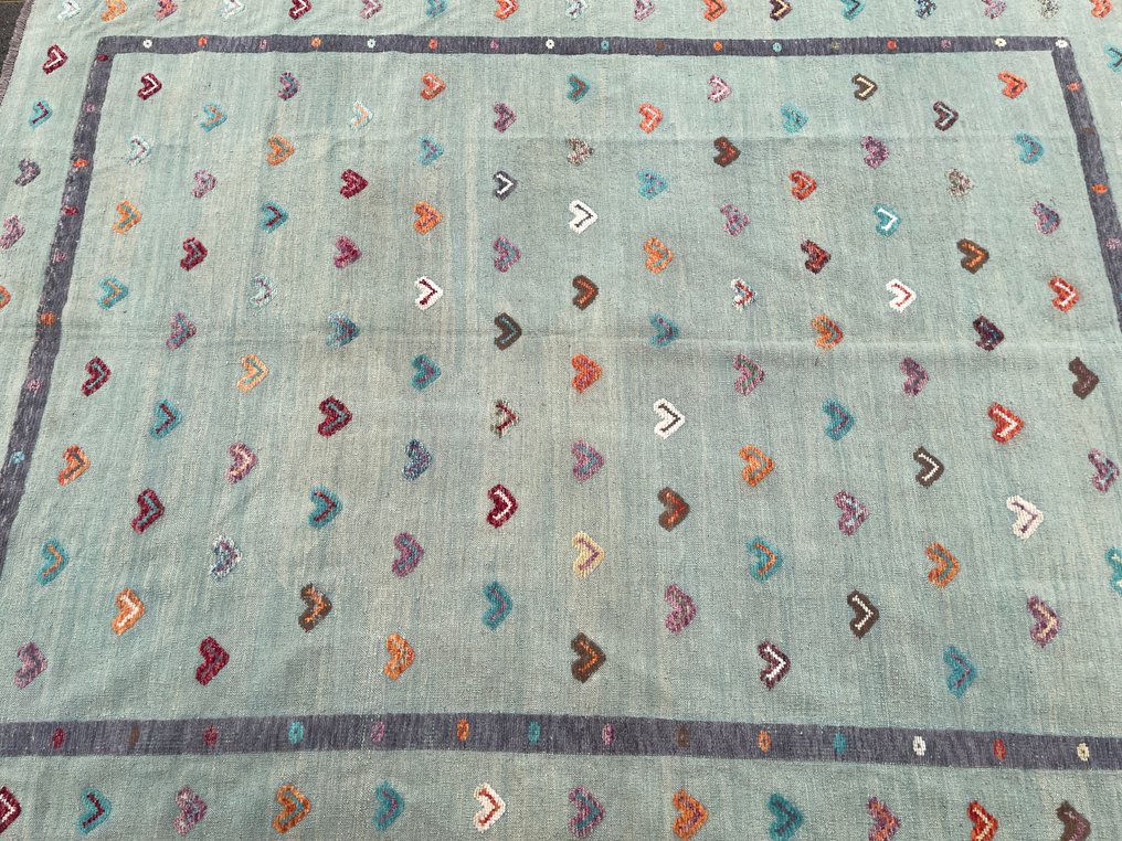 阿富汗毯子 -（未使用）- 未用过 - 全新 - 羊毛 - 精细手工编织 - 现代阿富汗毯子 - 凯利姆平织地毯 - 344 cm - 254 cm #1.0