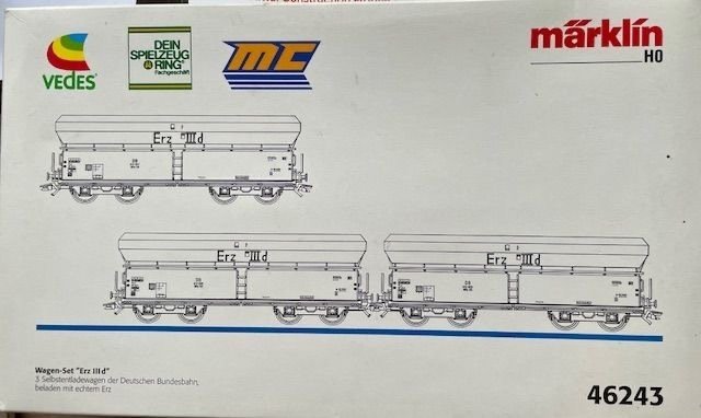 Märklin H0 - 46243 - Βαγόνι τρένου μοντελισμού (1) - Σετ 3 φορτηγά βαγόνια με σήμανση Erz IId. - DB #1.0