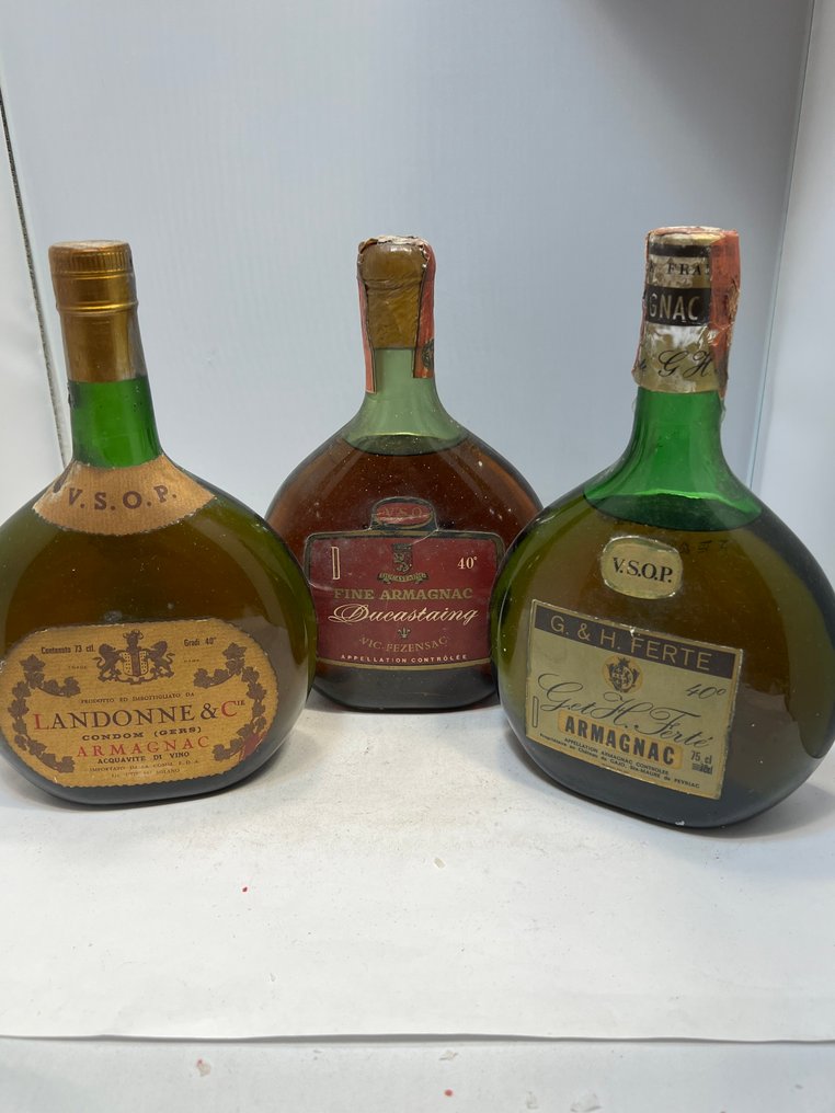 Landonne + G. E H. Ferté, Ducastaing - VSOP + VSO Armagnac - b. Années 1960, Années 1970 - 75cl, 73 cl - 3 bouteilles #1.0