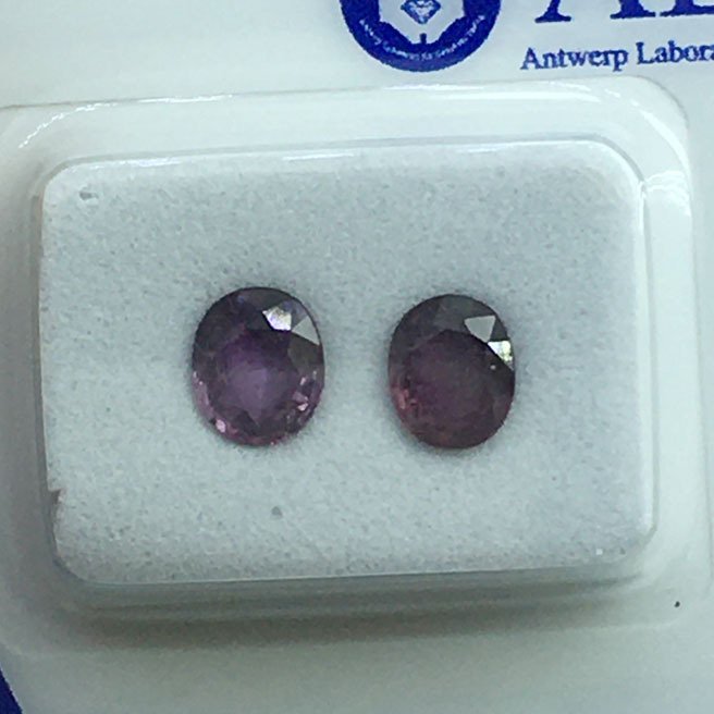 Zonder minimumprijs - 2 pcs Paars Saffier - 1.36 ct - Antwerp Laboratory for Gemstone Testing (ALGT) - Natuurlijke saffier #1.0