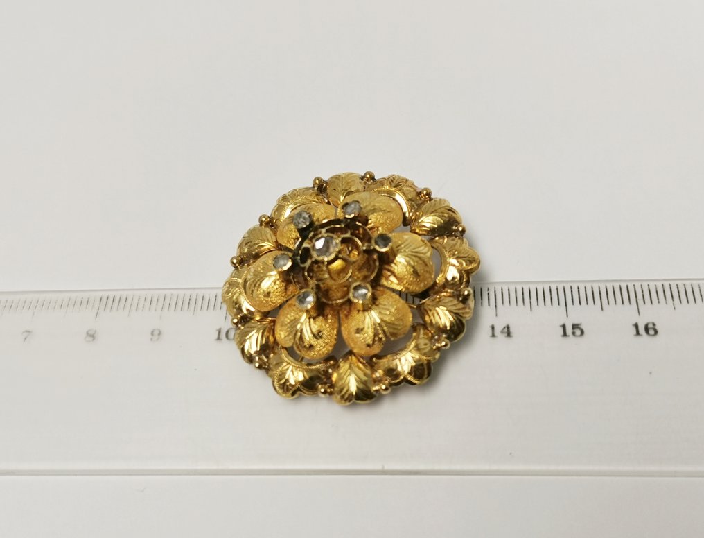 Rintaneula - 18 kt. Keltakulta Timantti (Luonnollinen) - antiikki #3.2