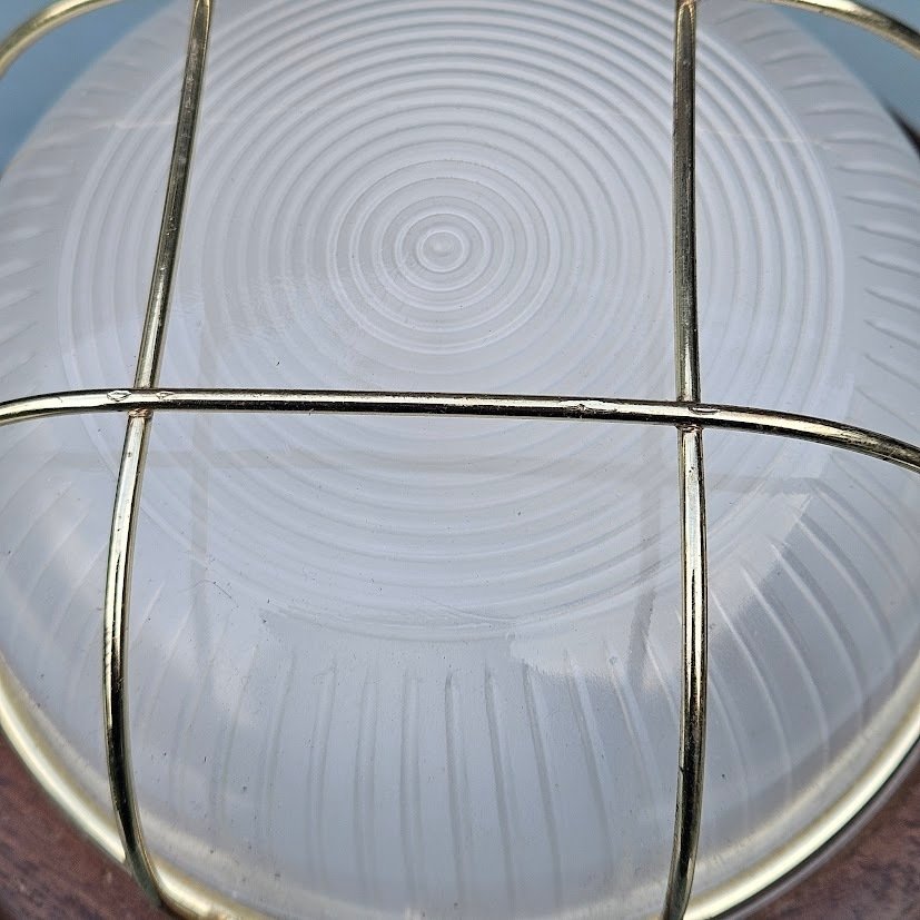 壁灯 (2) - 磨砂玻璃 - 黄铜和木材 #4.3