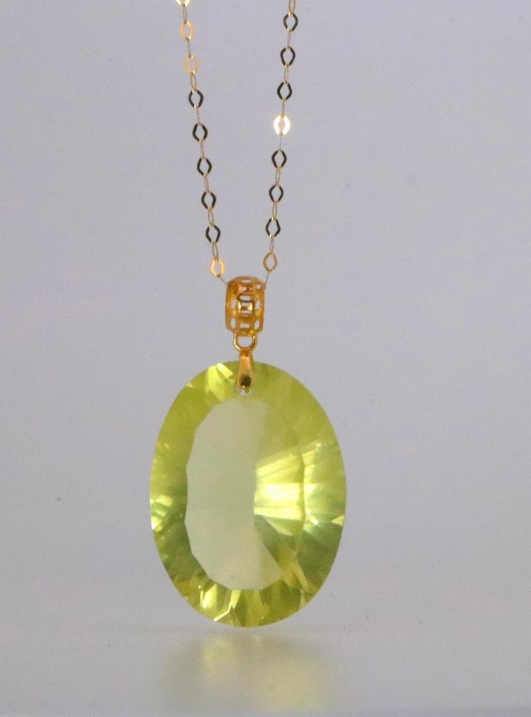 没有保留价 - 吊坠 - 18K包金 黄金 石英 - Lemon Quartz #1.0