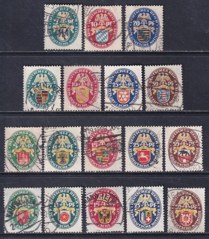 Német Birodalom 1925/1929 - Német Segély: Tartományi címer (I)/(IV) - Michel: 375/77,398/401,425/434 #1.0