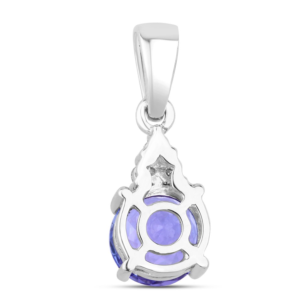 Κρεμαστό κόσμημα - 14 καράτια Λευκός χρυσός -  1.45ct. tw. Τανζανίτης - Διαμάντι #2.1