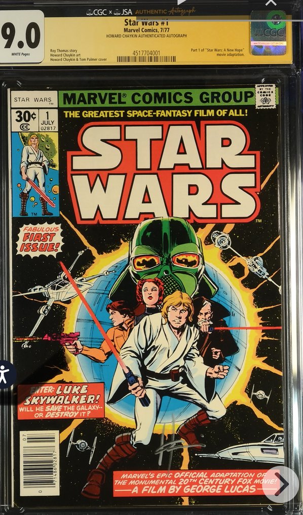 Star Wars (Vol. 1) #1 - Signed by Howard Chaykin - 1 Signed graded comic - 第一版 - 1977 - CGC 9 #4.3