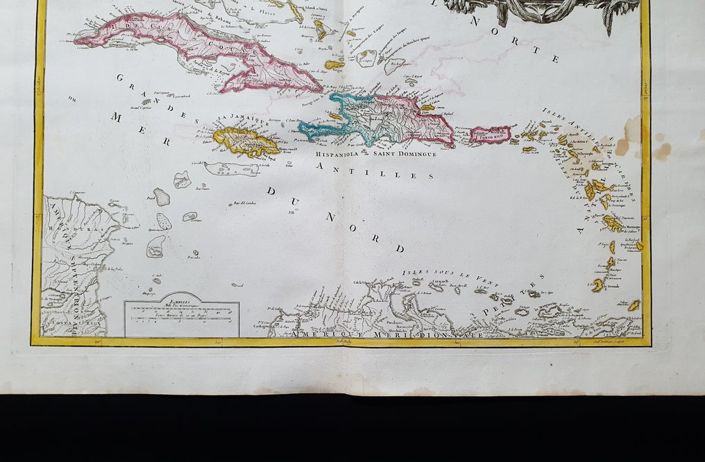 America Centrale - Caribbean / Mexico / Florida / Cuba / Jamaica / West Indies / Antilles; Robert de Vaugondy - Partie de la Mer du Nord: Les Grandes et Petites Isles Antilles et les Isles Lucayes - 1751-1760 #3.2