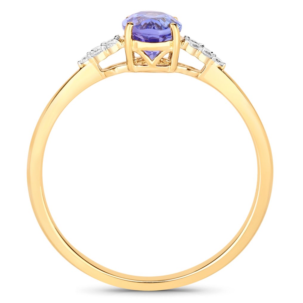 沒有保留價 - 戒指 - 14 克拉 黃金 -  0.86ct. tw. 坦桑石 - 鉆石 #1.0