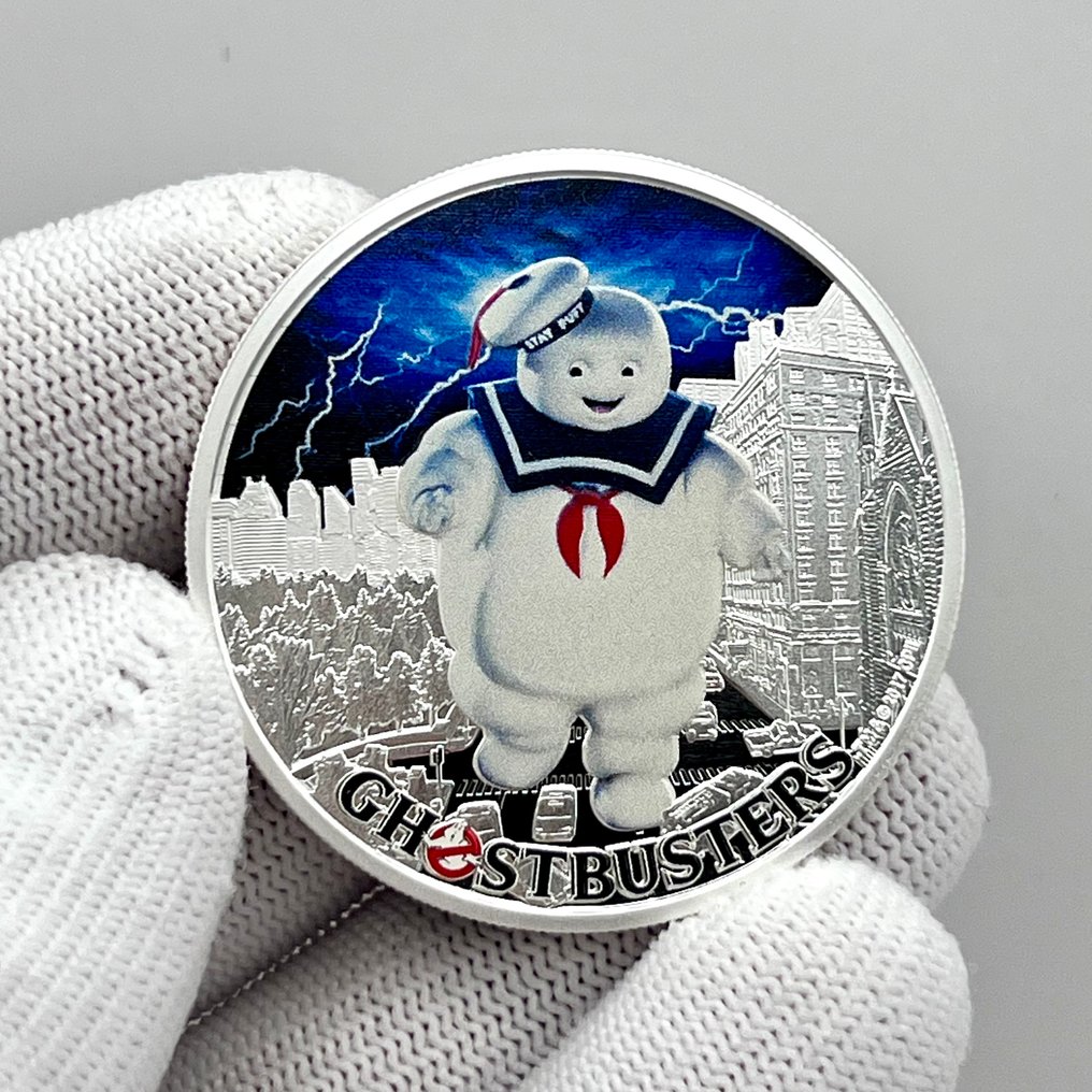 Tuvalu. 1 Dollar 2017 – Ghostbusters – Stay Puft Marshmallow Man – 1 oz Silver coin – .999 – Proof / Colorized #1.0