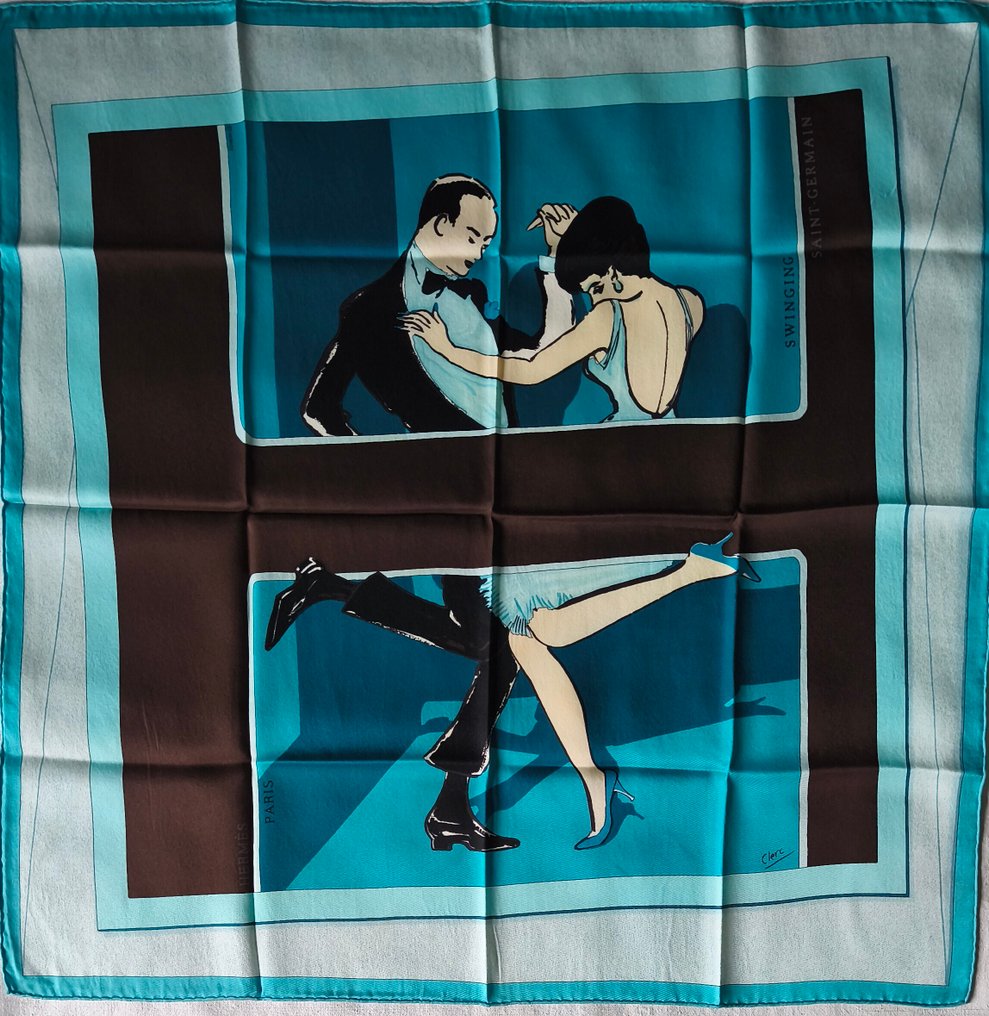Hermès - SWINGING SAINT GERMAIN by Jean-Louis Clerc et Anamorphée, recherché - Könnyű selyem #1.0