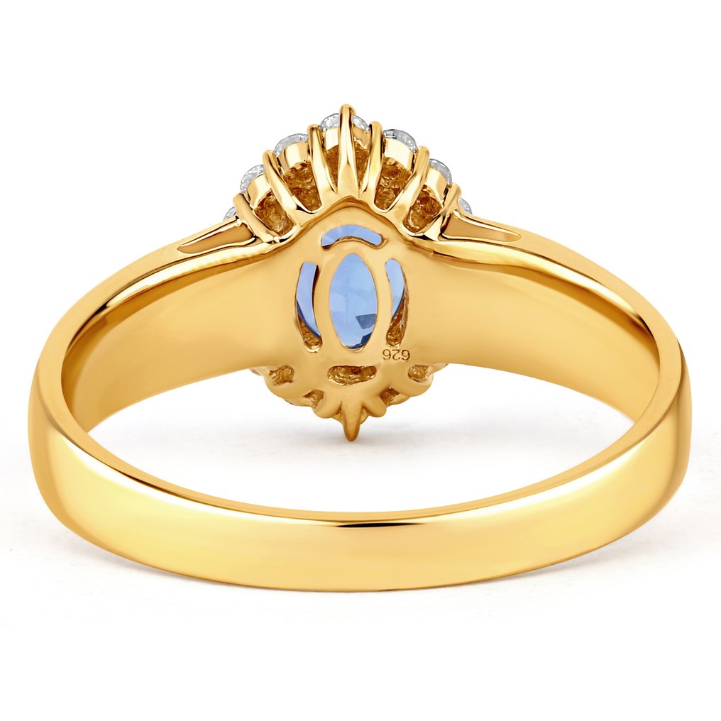 戒指 - 14K包金 黄金 -  0.99ct. tw. 坦桑石 - 钻石 #4.3