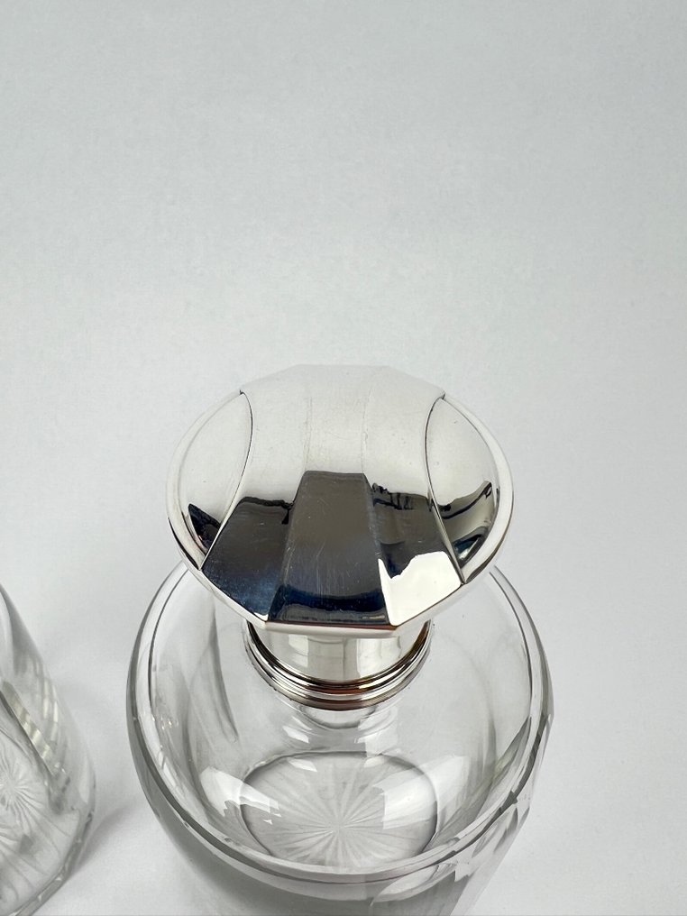 Gallia - Christofle - Φιάλη οίνου (2) - Πολυτελής γραμμή τουαλέτας. - Επάργυρο, Κρύσταλλο - Σετ μπουκαλιών Belle Epoque #1.0