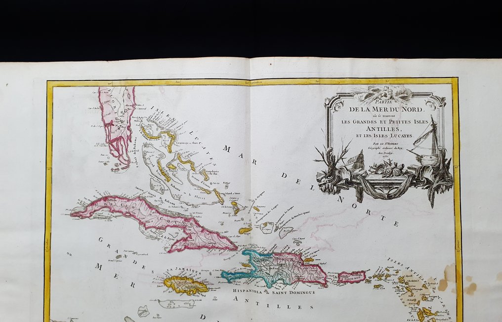 America Centrale - Caribbean / Mexico / Florida / Cuba / Jamaica / West Indies / Antilles; Robert de Vaugondy - Partie de la Mer du Nord: Les Grandes et Petites Isles Antilles et les Isles Lucayes - 1751-1760 #2.1
