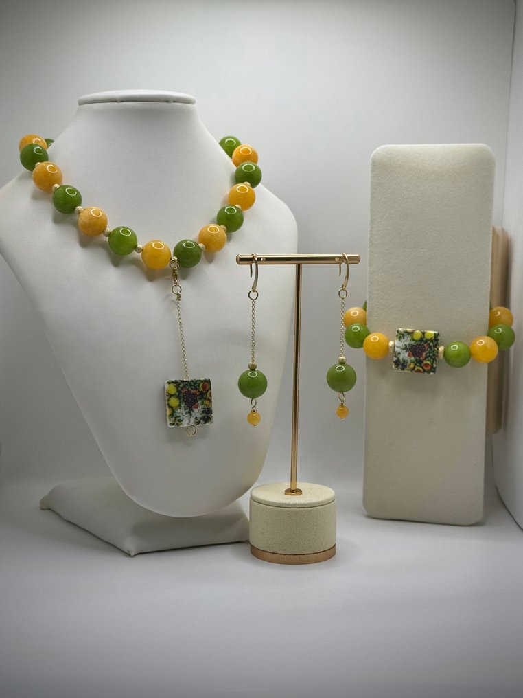 Unico - Jade - Certificate of Authenticity - First Quality - 3 piece jewellery set - Exclusive Workforce #1.0