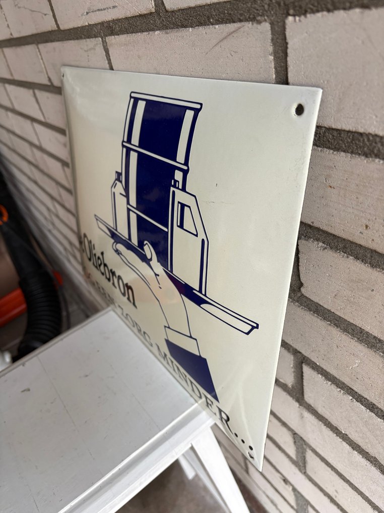 Emaille reklámtábla - De Oliebron – emaille reclamebord – meerdere lagen emaille – Nederland – ca. 2000 – hoge kwaliteit - Zománc jel - Zománc #1.0
