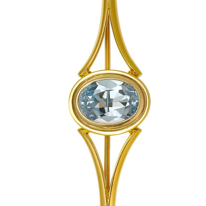 胸针 - 18K包金 黄金 -  1.40ct. tw. 海蓝宝石 #2.1