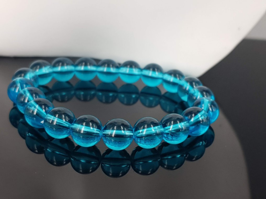 Φυσικό Aquamarine Grade 7A / Μήκος 16 εκ. / Χωρίς τιμή εκκίνησης / Δωρεάν αποστολή. - Βραχιόλι #1.0