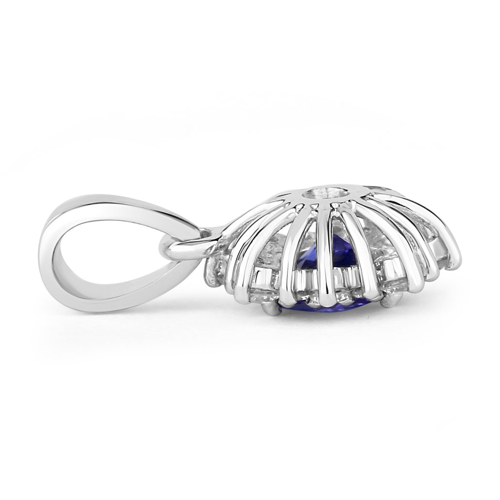 没有保留价 - 吊坠 - 14K包金 白金 -  0.64ct. tw. 坦桑石 - 钻石 #4.3