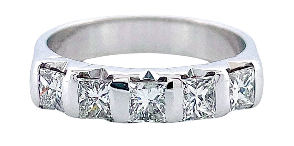 戒指 - 18K包金 白金 钻石 (天然)  #1.0