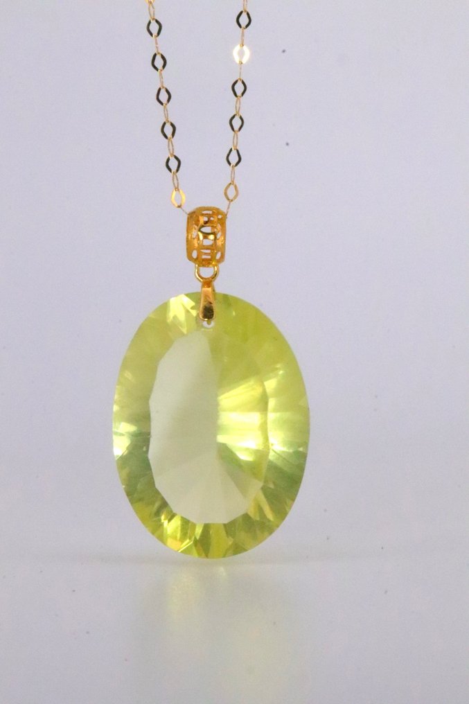 没有保留价 - 吊坠 - 18K包金 黄金 石英 - Lemon Quartz #3.2
