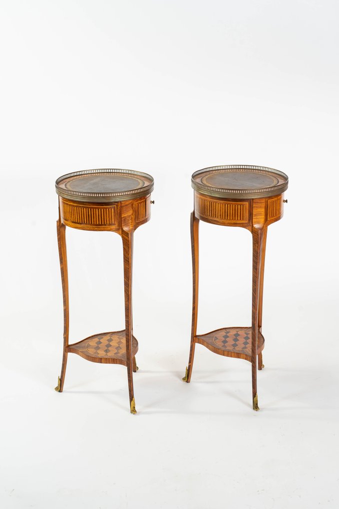 作摆设的小桌子 (2) - 蔷薇木, 皮革, 黄杨木 #3.2