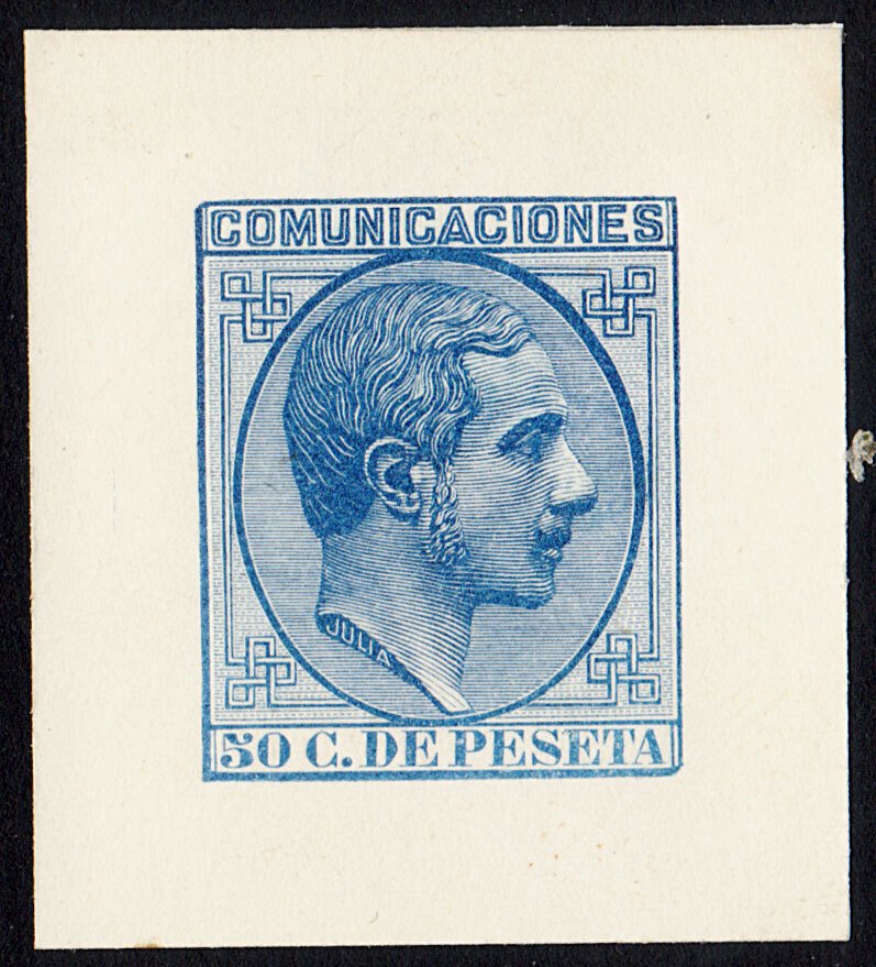 Spanyolország 1878 - Lyukpróba 50 c kék, nagyon ritka – jó állapotban van. #1.0