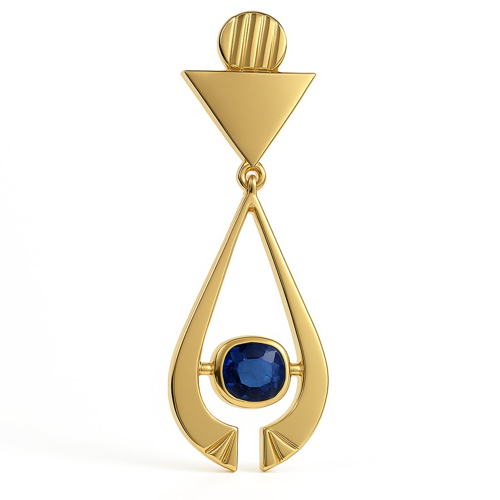 墜飾 - 18 克拉 黃金 -  0.85ct. tw. 藍寶石 #3.2