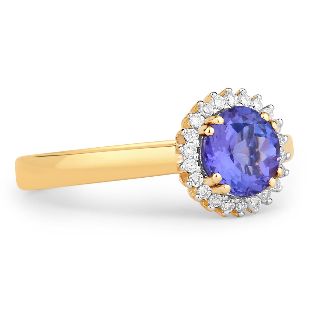 戒指 - 14K包金 黄金 -  1.07ct. tw. 坦桑石 - 钻石 #3.2