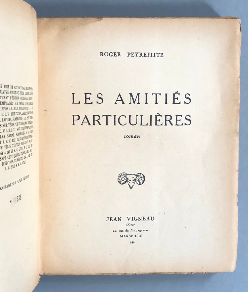 Roger Peyrefitte - Les Amitiés particulières - 1943 #1.0