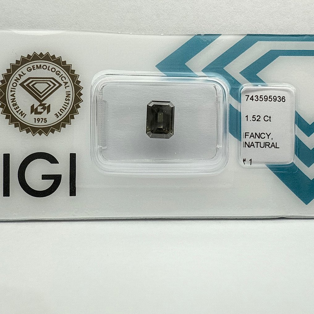 没有保留价 - 1 pcs 钻石  (天然色彩的)  - 1.52 ct - 祖母绿 - Fancy dark 稍帶綠色的 灰色 - I1 内含一级 - 国际宝石研究院（IGI） #4.3
