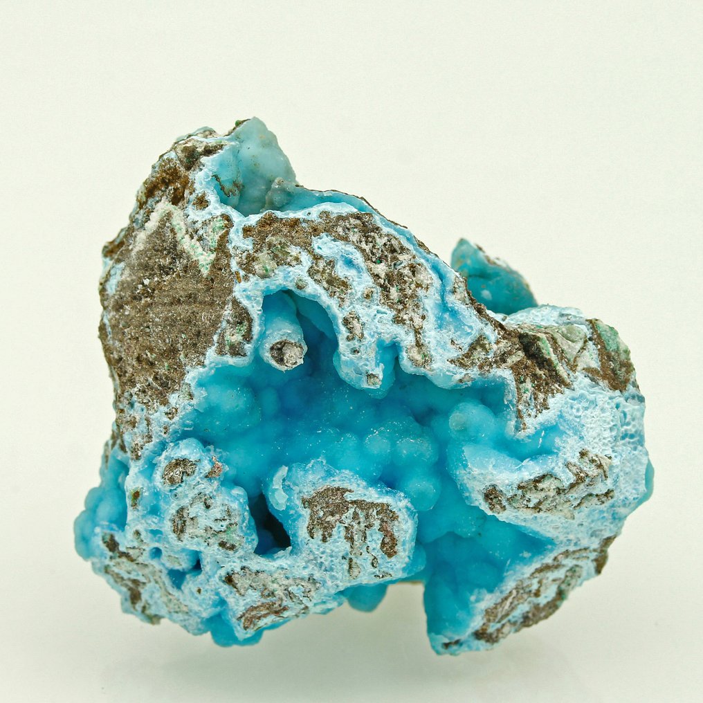 Turkis Hemimorphit – Fremragende farve Krystaller i indlejring - Højde: 4 cm - Bredde: 3.5 cm- 25 g #1.0