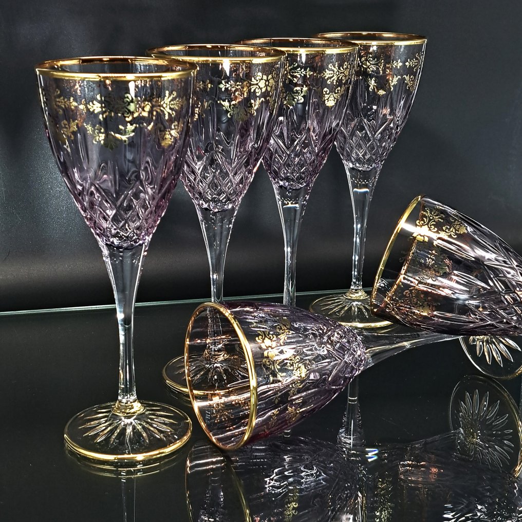 Artemisia - Ποτήρι κρασιού (6) - Κρύσταλλο, χρυσό 24 καρατίων - I Merletti #1.0