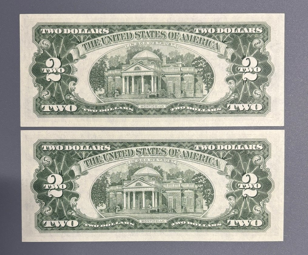 美国. - 2 x 2 Dollars - 1963 - Consecutives - Pick 382  (没有保留价) #1.0