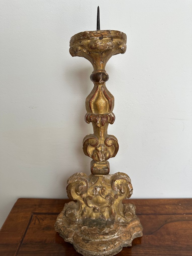 燭台 - 核桃木 - 古董烛台 - 43厘米 #2.1